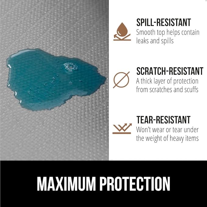 GORILLA GRIP DripGuard Shelf Liner, Non Adhesive Drawer and Kitchen Cabinet Protector, Slip Resistant BPA Free Smooth Surface Plastic Liners for Cabinets, Bathrooms, Closets, 12x240 Inch, Light Gray