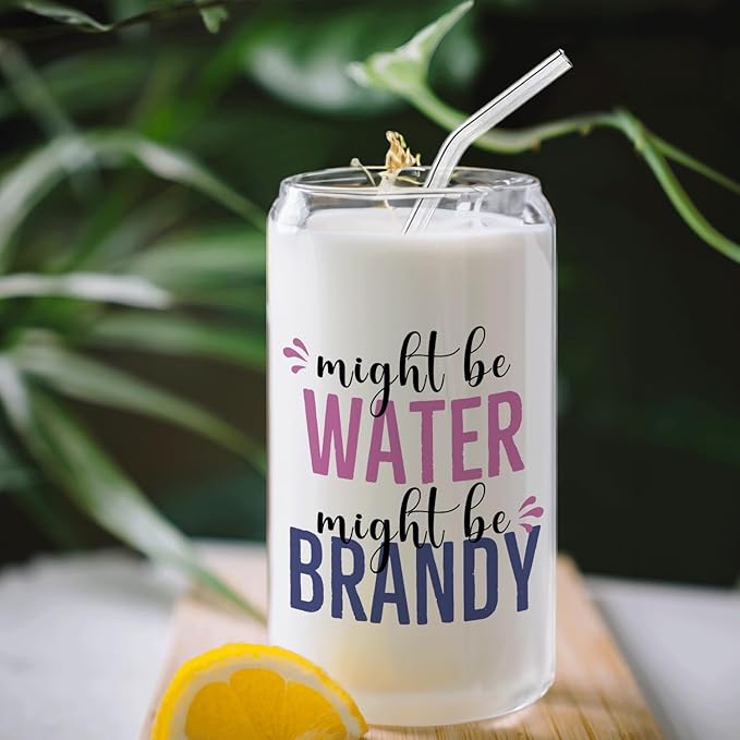 Brandy glasses cup Gifts for Cocktail Lovers, Funny Might Be Brandy Tumbler Gifts For Women 14oz,Tequila Lime drinking jar for Cocktail Lovers