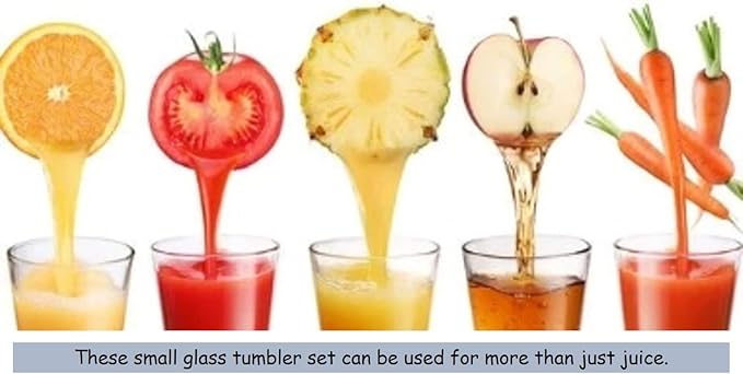 BOHEM'S Small Juice Glasses, Mini Clear Glass Cups Tumblers, 5.1 Oz, Drinking Glassware for Orange Juice, Water, Milk, Coffee, Perfect for Tasting and Small Portions, Set of 6,