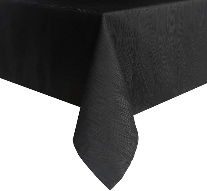 maxmill Square Tablecloth Swirl Design Spillproof Wrinkle Free Heavy Weight Soft Table Cloth Decorative Fabric Table Cover for Outdoor and Indoor Use Square 70 x 70 Inch Black