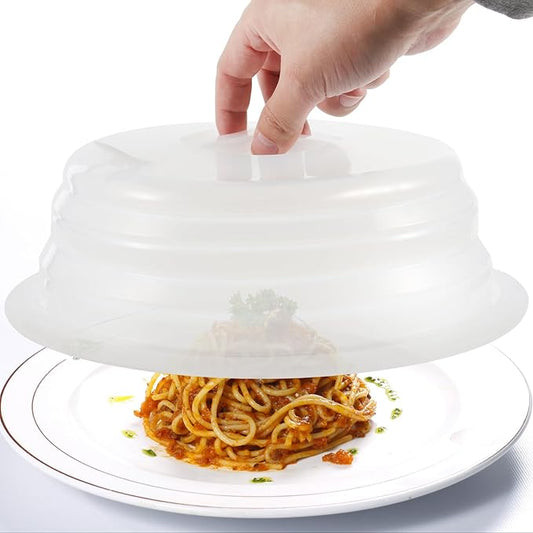 Kichwit Silicone Microwave Plate Cover Collapsible, Dishwasher Safe and BPA Free, White, 10.2"