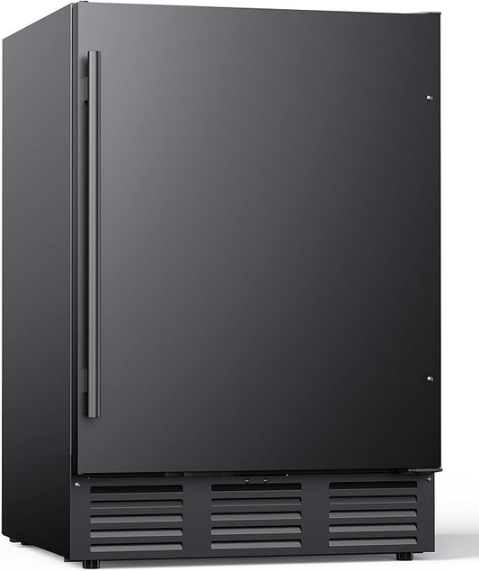 24 Inch 182-Can Beverage Refrigerator, Built-In Outdoor Beer Fridge with Stainless Steel Door, Low Noise Cooling for Soda & Wine, Under Counter Freestanding Design