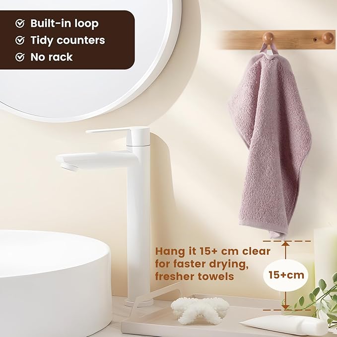 SEMAXE 100% Cotton Washcloths 12-Pack, 13 × 13 Inch Soft Luxury Face Towels – Super Absorbent & Quick-Dry, Premium Cloth with Hanging Loop, Oeko-TEX Certified, Gift-Ready Box, Purple