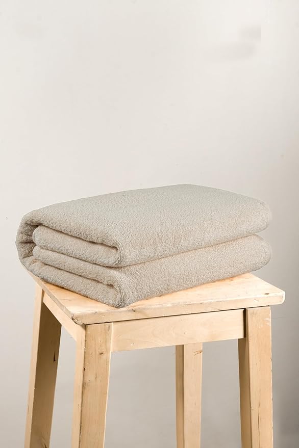 SALBAKOS 100% Turkish Cotton Jumbo Bath Sheet Towel Oversized 40x80 inch | Premium Hotel & Spa Quality, Soft, Absorbent, XL Bath Towels | Made in Turkey (Pack of 1, Ivory, Jumbo Bath Sheet)