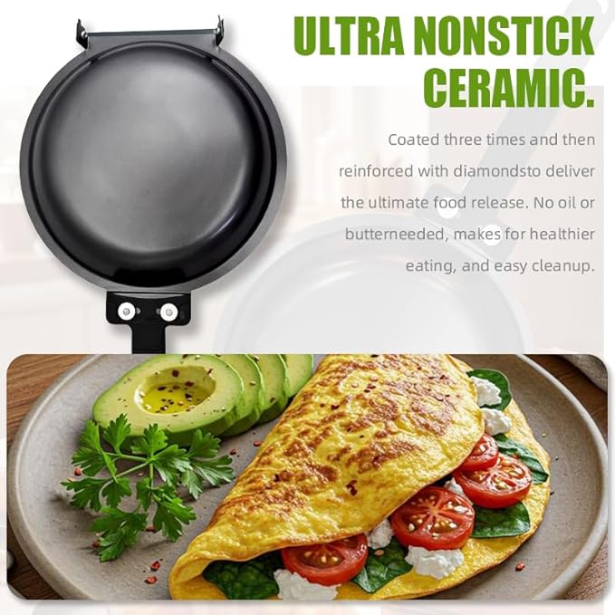 Pancake Maker, Pancake Pan, Double Sided Pan, Steel Nonstick Easy to Flip Pancake Griddle, Sarten Doble Cara Tortilla, Easy-to-clean Double-sided Frying Pan with Flip Design