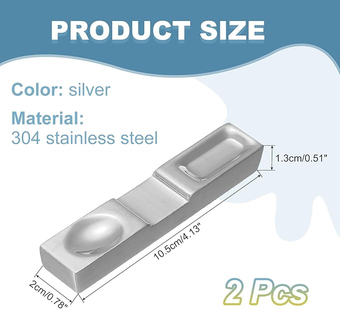 uxcell 2pcs Chopstick Rest, 304 Stainless Steel Chopsticks Holder 4.13" x 0.78" x 0.51", Household Tableware Kitchen Tools for Spoon Fork Teaspoon Dining Tool Rest, Silver