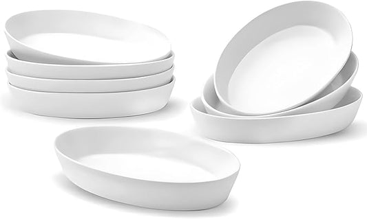 UIBFCWN Au Gratin Baking Dishes, 7.5''x4.5'' Ceramic Oval Baking Dish for Single Serving, Individual Casserole Dishes Oven Safe, Au Gratin Pans for Lasagna & Cobblers, 11.5oz, Set of 8