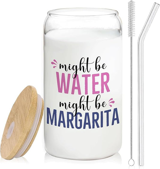 margarita glasses cup Gifts for Cocktail Lovers, Funny Might Be Margarita Tumbler Gifts For Women 14oz,Tequila Lime drinking jar for Cocktail Lovers