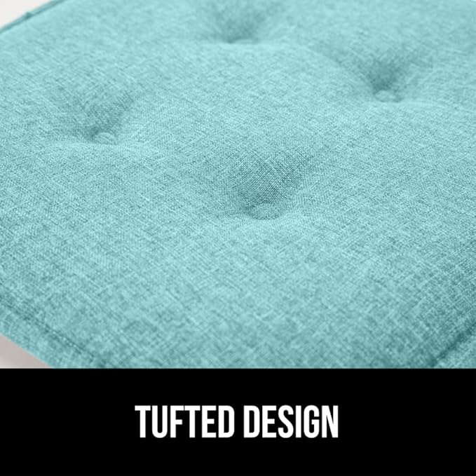 GORILLA GRIP Slip Resistant Tufted Chair Cushions, No Ties Required, Memory Foam Pads for Dining Room Kitchen Table Office Rocking Chairs, Plush Seat Cushion Pad, Home Decor, Set of 4 16x17, Turquoise