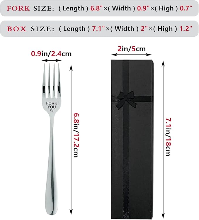 Fork You,Funny Engraved Stainless Steel Fork,Food Dessert Lovers Gifts,Forks Gift,New Home Gifts,Funny Kitchen Gift for Man Woman,Dinner Dessert Fork with Gift Box