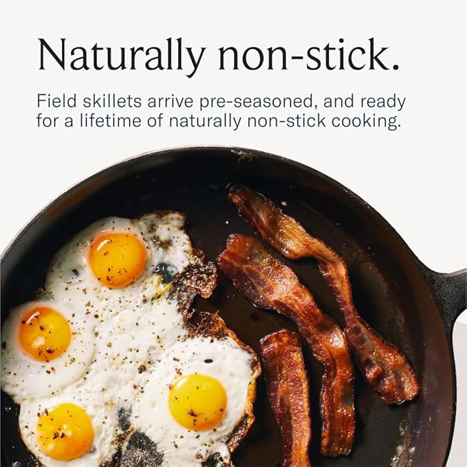 Field Company 8.38-Inch Cast Iron Skillet – Lightweight & Smooth, Made in USA, Pre-seasoned with Organic Oil – Great for 1–2 Servings (No.6 Small)