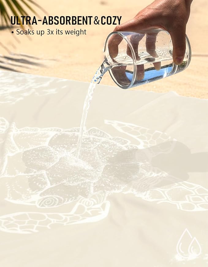 Oversized Turkish Beach Towel Blanket Cotton Giant XL Sandproof Towels Huge Linen XXL Extra Large Big Throw Quilt Blankets for Adults Beige Turtle