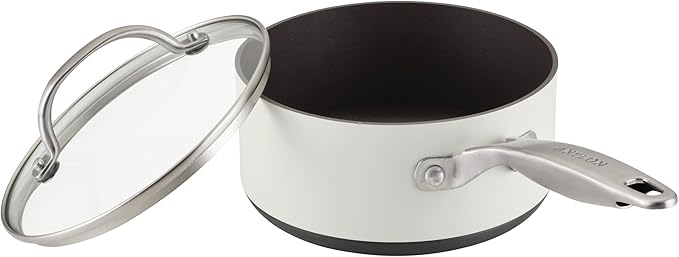 Anolon Achieve Hard Anodized Nonstick Cookware Pots and Pans Set, 9 Piece - Cream