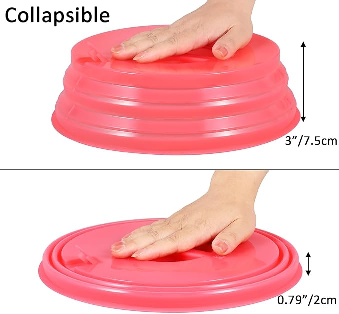 Kichwit Collapsible Silicone Microwave Plate Cover for Food, Dishwasher Safe and BPA Free, Red, 10.2”