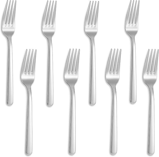 KEAWELL Premium Lucent 4-Piece Forks Silverware – Mirror Polished 18/10 Stainless Steel with Modern Handle and Dishwasher Safe for Formal Meals and Gifting (8, Salad Forks)