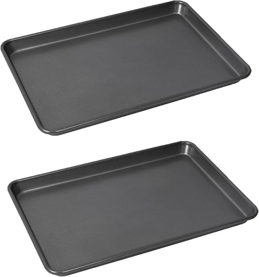 LISI 15" x 10" Jelly Roll Pans (2 Pack), Nonstick Carbon Steel Baking Sheets for Cookies, Pastries, Brownies & Roasting, Heavy-Duty Bakeware Set