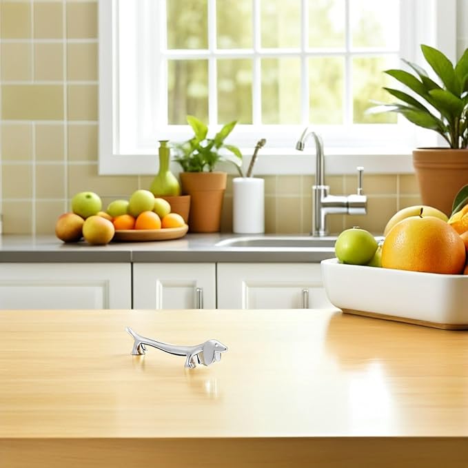 BESTonZON Dog Shape Chopstick Rest Metal Puppy Cutlery Holder Silver Dachshund Chopstick Rack for Fork Spoon Knife Organizer 3.54 Inch Tableware Accessory for Home Dining