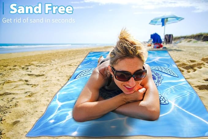 2 Pack Microfiber Thin Beach Towel Lightweight 71x32 Oversized Extra Large Sand Free Towels Quick Dry for Travel Pool Yoga Gym Sports Beach Accessories Vacation Essential Gift