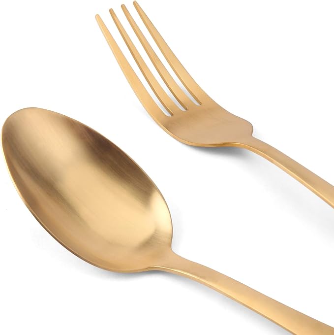 Matte Gold Silverware Set, 20-Piece Stainless Steel Flatware set, Tableware Cutlery Set Service for 4, Utensils for Kitchens, Dishwasher Safe