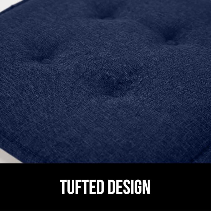 GORILLA GRIP Slip Resistant Tufted Chair Cushions, No Ties Required, Set of 6 Memory Foam Pads for Dining Room, Kitchen Table, Office, Rocking Chairs, Plush Seat Cushion Pad, Home Decor, 16x17, Navy