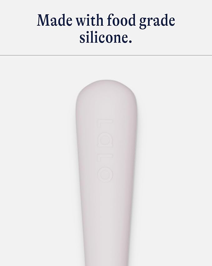 Lalo 2-Piece Baby Spoons Set - Lavender Silicone, Dishwasher Safe, Ages 4 Months+