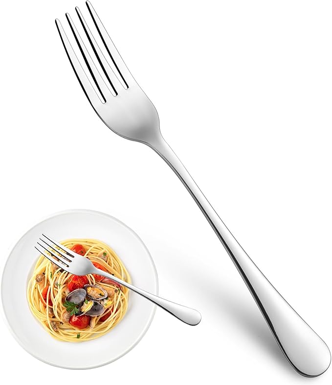8 Pieces Dinner Forks Set, Food-Grade Stainless Steel Forks, Silverware Forks for Home, Kitchen or Restaurant, Mirror Polished, Dishwasher Safe - 8 Inch