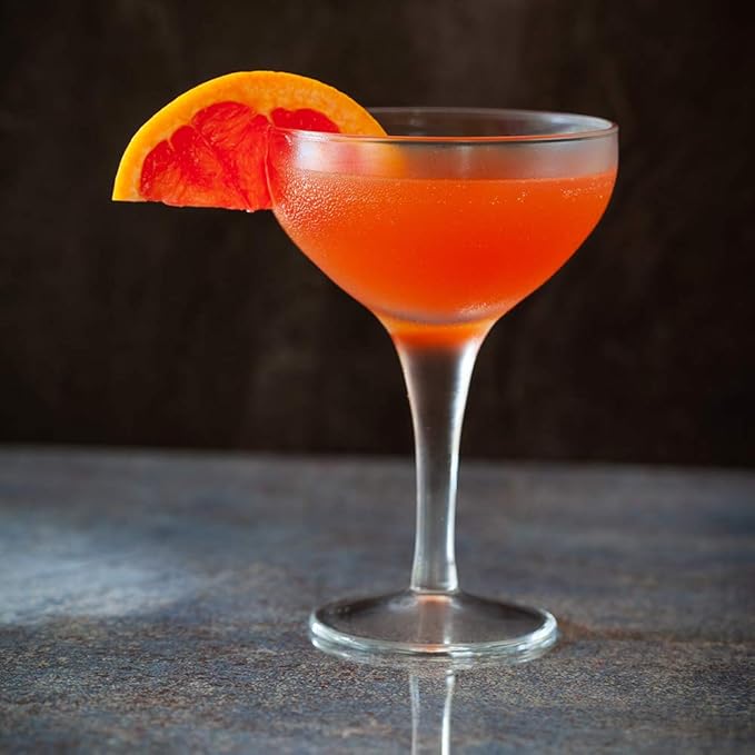 Restaurantware Cascata 7 Ounce Cocktail Coupes Set Of 6 Tempered Coupe Glasses - Wide Bowl Chip-Resistant Fine-Blown Glass Retro Champagne Glasses Dishwasher-Safe For Champagne Or Cocktails