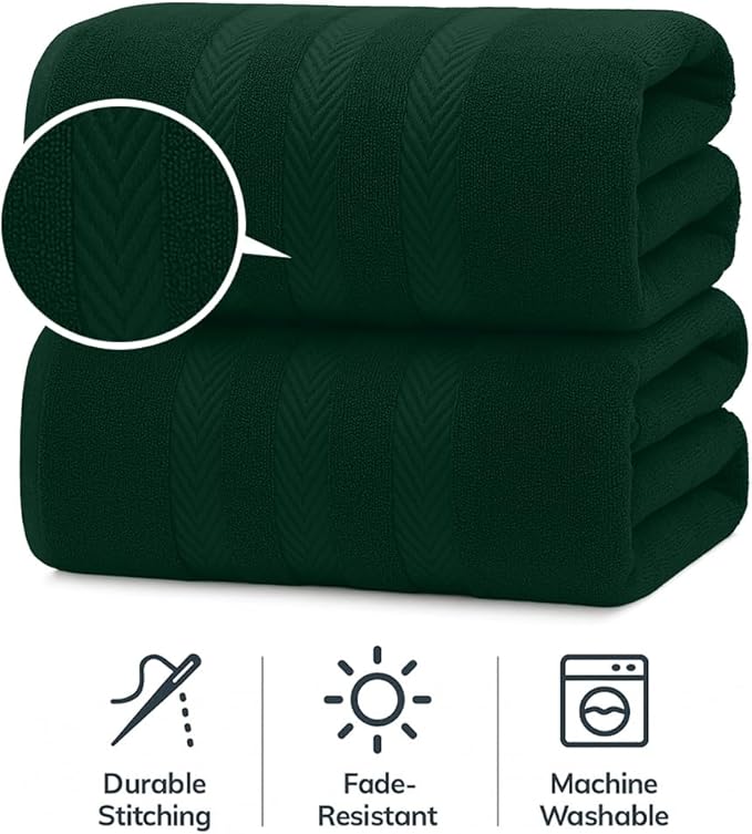 RIVERSIDE Pack of 2 Extra Large Bath Sheets 35 x 70 Inches - 100% Ring Spun Cotton Hotel Quality Oversized Bath Towels - Super Soft, Highly Absorbent & Quicker to Dry - Hunter Green