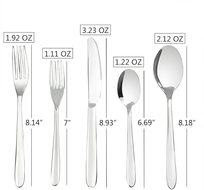 Kekow 60-Piece Stainless Steel Flatware, Cutlery Set, Service for 12