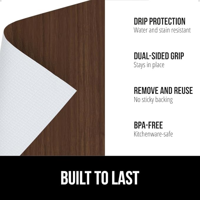 GORILLA GRIP DripGuard Shelf Liner, Non Adhesive Drawer and Kitchen Cabinet Protector, 20x240 Inch, Slip Resistant BPA Free Smooth Surface Plastic Liners for Cabinets, Bathrooms, Closets, Wood