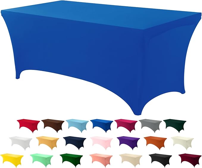 Utopia Kitchen 6FT Spandex Tablecloth [1 Pack, Royal Blue] 200 GSM Stretch, Fitted, Washable and Wrinkle Resistant Table Cloth Rectangle Cover for Trade Shows, Wedding, Parties [72Lx30Wx30H Inch]
