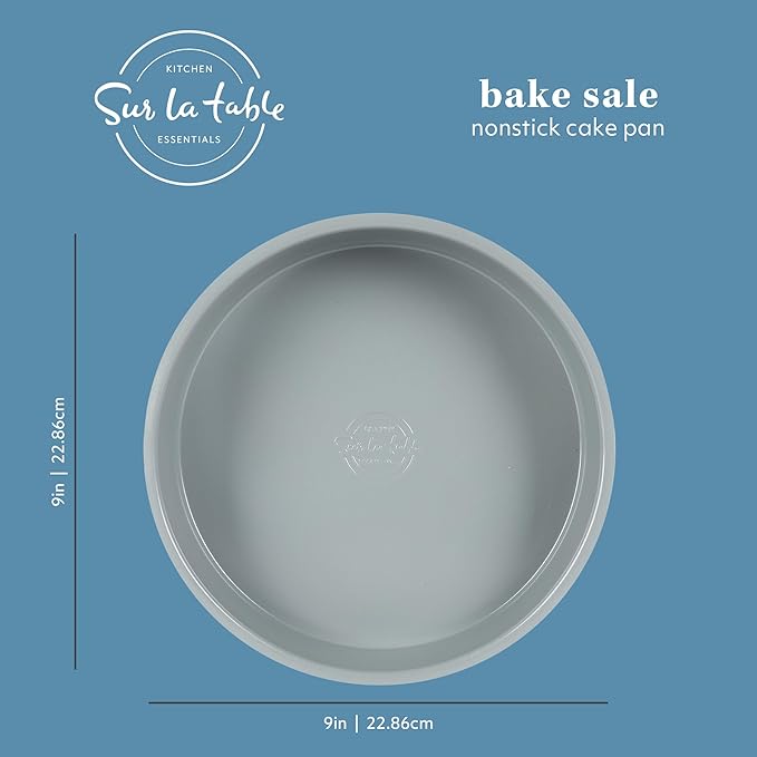 Sur La Table Kitchen Essentials Bake Sale 9 Inch PFOA, PFAS, PTFE Free Nonstick Round Cake Pan - Linen White