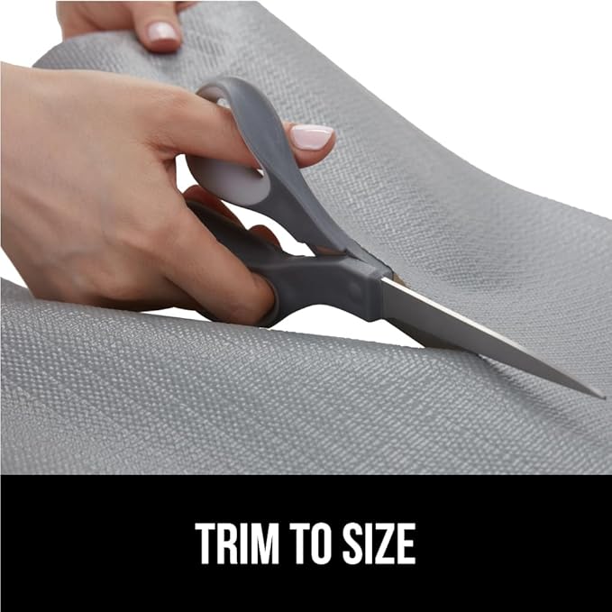 GORILLA GRIP DripGuard Shelf Liner, Non Adhesive Drawer and Kitchen Cabinet Protector, Slip Resistant BPA Free Smooth Surface Plastic Liners for Cabinets, Bathrooms, Closets, 12x240 Inch, Gray