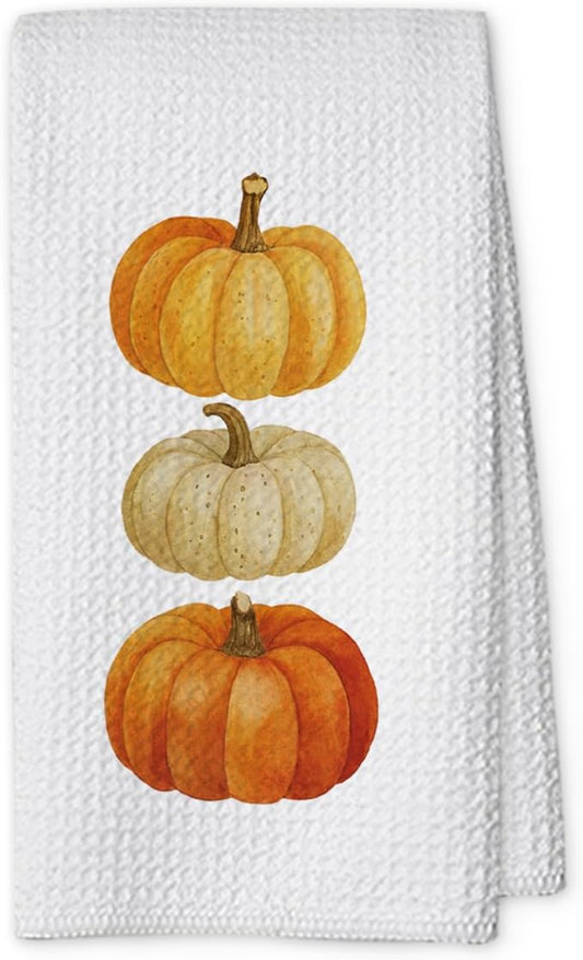 Fall Pumpkin Hand Towels for Kitchen Decor and Tea Dish Towel,1PCS Fall Thanksgiving Day Dishcloths,Farmhouse Fall Pumpkin Decor for Bathroom,Anthropology Autumn Gifts for Women - B07
