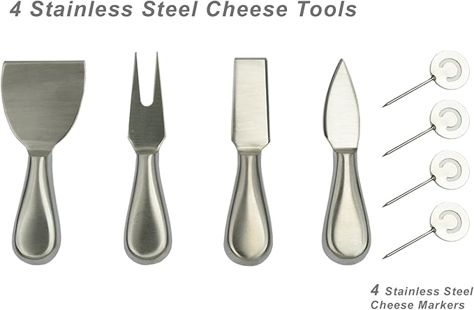 Picnic at Ascot Personalized Monogrammed Engraved Bamboo Cutting Board for Cheese & Charcuterie - includes Knife Set & Cheese Markers- Designed & Quality Checked in USA