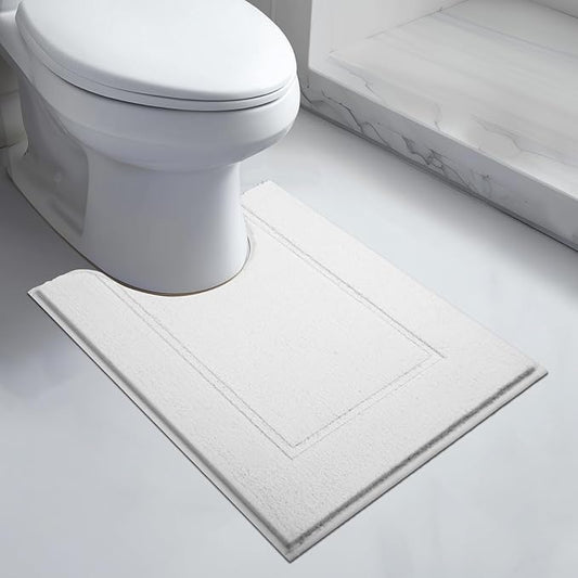 Bathroom Rugs U-Shaped 20" x 24", Non-Slip Extra Soft Absorbent Bath Rugs, Machine Washable Quick Dry Bath Mats for Toilet Base, White