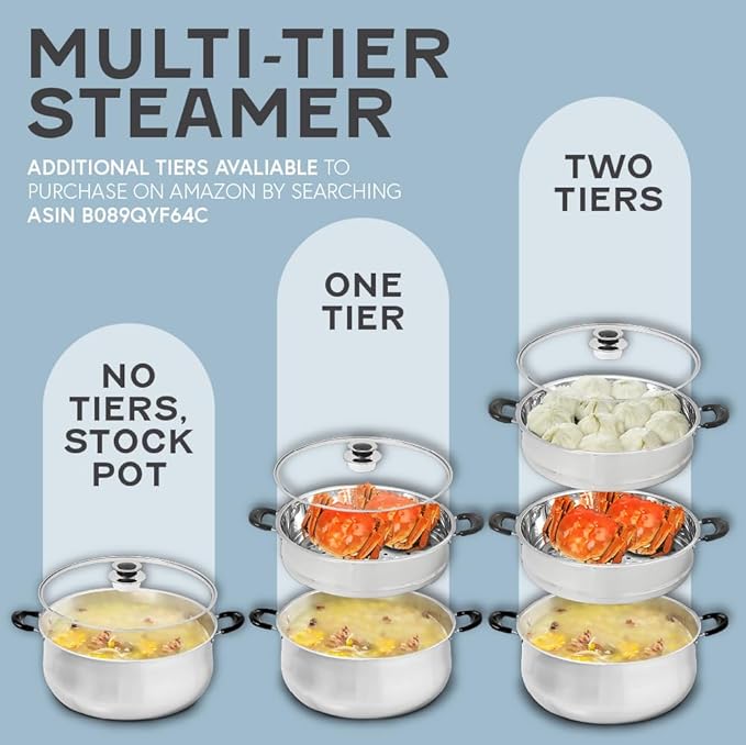 Concord 30 CM Stainless Steel 3 Tier Steamer Pot Steaming Cookware - Triply Bottom