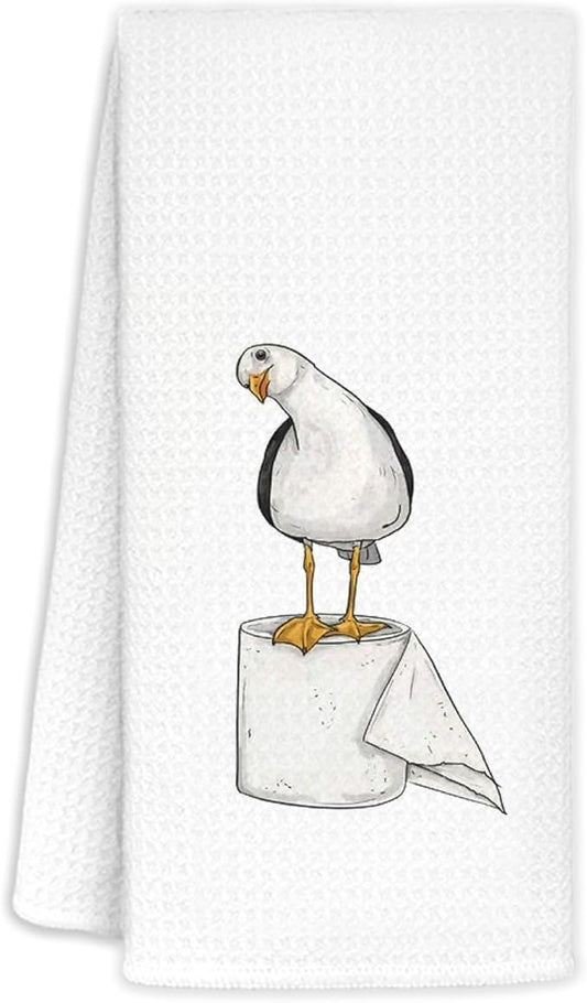 Seagull Hand Towels, Seagulls Gifts for Women Bird Lovers, Seagull Decor, Funny Kitchen Towels for Bathroom, Coastal Nautical Sea Gull Decorative Dish Tea Towels for Kitchen, 16x24 in