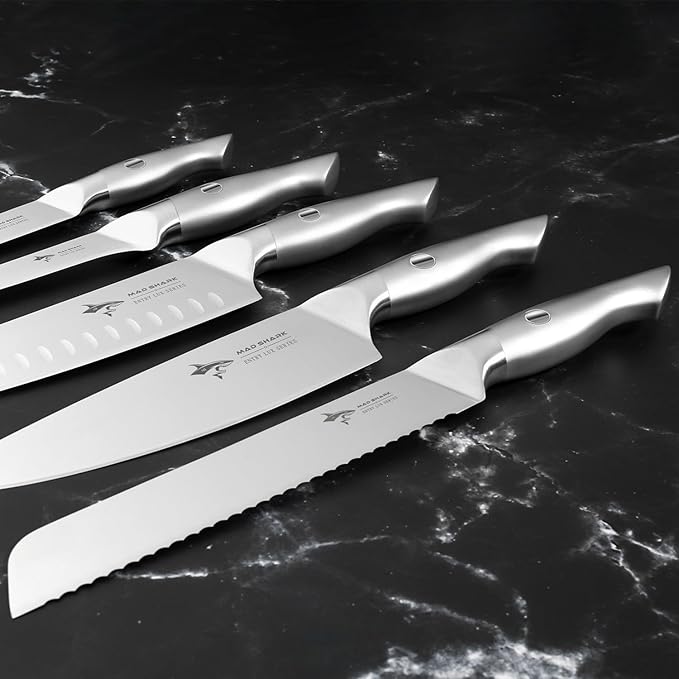 MAD SHARK Kitchen Knife Set, 5PCS Sharp Ultra Chef Knife Set, High Carbon Stainless Steel Knives Set with Ergonomic Handle, Professional Kitchen Knives Sets, Gift Box Packaging