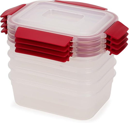 Joseph Joseph Nest Lock 8-piece Plastic BPA Free Food Storage Container Set with Lockable Airtight Leakproof Lids - Red