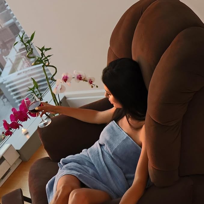 Mosobam Luxury Turkish Set of 4 Bath Towels 30X58 Allure Blue Oversize 700 GSM Bamboo Viscose & Aegean Turkish Combed Cotton