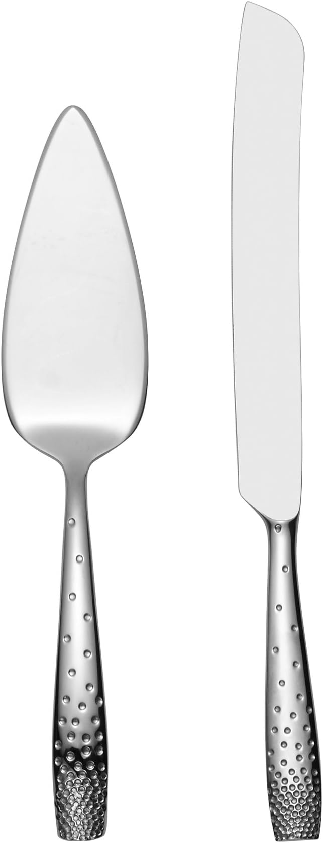 Nambé Dazzle Cake Knife & Server Set – 18/10 Stainless Steel Dessert Serving Utensils with Faceted Handles – Elegant Wedding & Celebration Tableware, Dishwasher Safe, Gift Ready