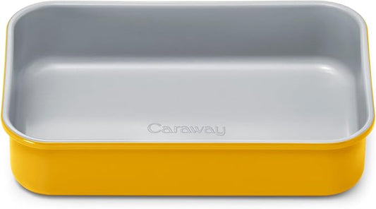 Caraway Nonstick 9” x 6.5” Small Rectangle Baking Pan – Non-Toxic, PTFE & PFOA Free – Aluminized Steel Core – Deep Ceramic Baking Pan for Casseroles, Lasagna & More - Marigold