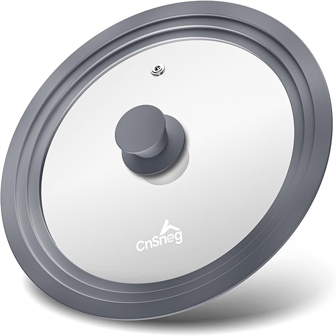 Universal Lids for Pots, Pans and Skillets, 10.5", 11" and 12" Pan Lid, Tempered Glass Pot Lid with Silicone Rim Heat Resistant, Replacement Pan Cover for Frying, Cookware & Bakeware Lids, Grey