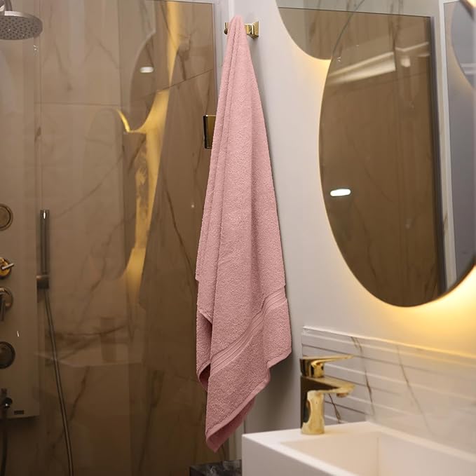 Luxury Bathroom Towels Set of 4 - Quick Dry & Organic Cotton Absorbent, 100% Cotton, Luxury - Includes 1 Bath Towel (28" x 56"), 1 Hand Towel (16"x28") and 2 Wash Cloths (12"x12") - Coral