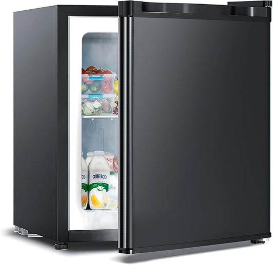 1.2 Cu.ft Upright Freezer, Small Mini Freezer with Adjustable Thermostat, Removable Shelves, Reversible Single Door, for Bedroom/Home/Dorms/Apartment (Deep Black)