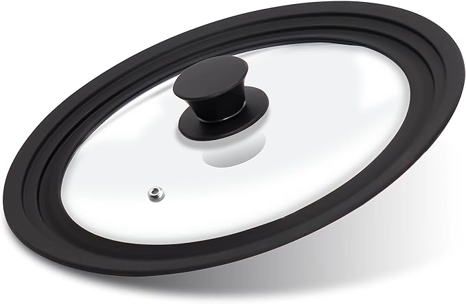 Tempered Glass Lid - Universal Lid with Heat Resistant Silicone Rim for Pots, Pans and Skillets - Pan Cover Replacement Lid Fits 9.5", 10" and 11" Diameter Cookware