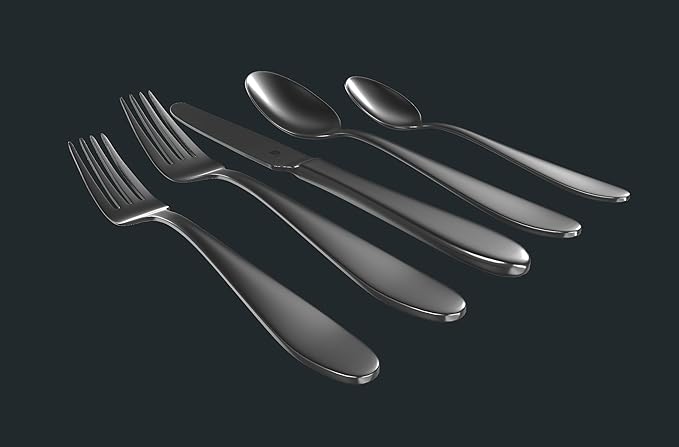 Matte Silverware Set, 18/10 Stainless Steel Satin Flatware, Modern Brushed Finish Cutlery, Dishwasher Safe & Durable, Built to Last (40-Piece, Razzoli)
