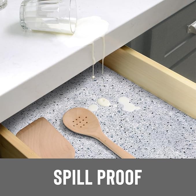 Con-Tact Brand Grip Prints Non-Adhesive Non-Slip Counter Top, Drawer/Shelf Liner, 12" x 20', Granite Black and White