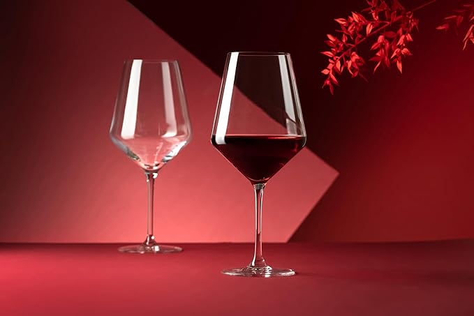 Krosno Crystal Red Wine Glasses | Set of 4 | 24.7 oz | Avant-garde Collection | Ideal for Home, Restaurant and Party | Dishwasher Safe | Lead-Free Crystal Glass